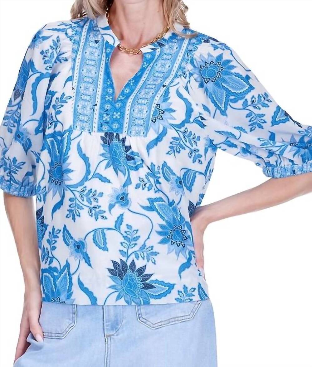 NEW JADE & JOY JOY dutch meadow short sleeve top in blue
